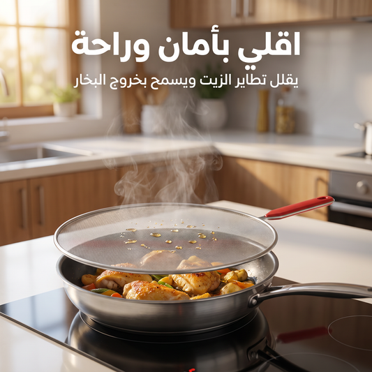 واقي طرطشة الزيت للمقالي (شبكة استانلس ستيل)